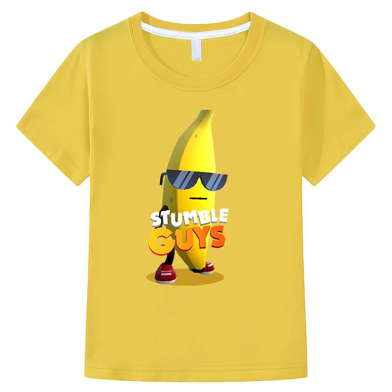 Stumble Guys TShirts Girls Boys Cartoon Banana Casual Short Sleeve Tops Kids Stumble Guys Games T 1 - Stumble Guys Plush
